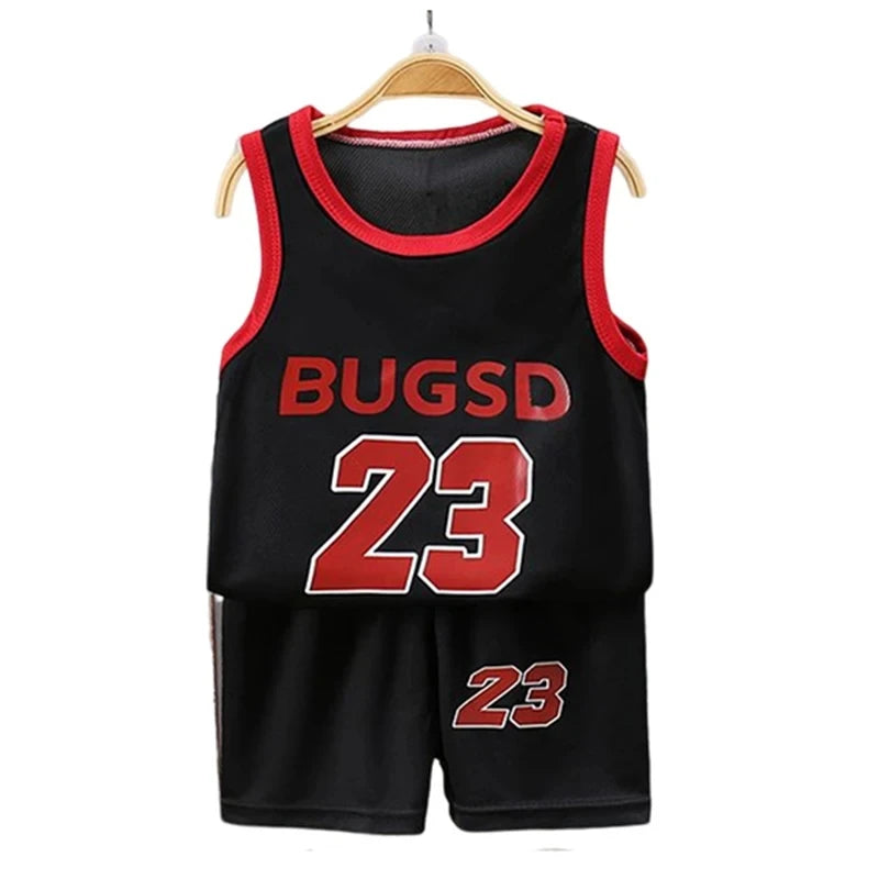 Children's Sets Summer Children Sleeveless T-shirt Shorts Set Quick-drying Outdoor Tank Top Shorts Sets Boys Sport Basketball Tr - Clikcy