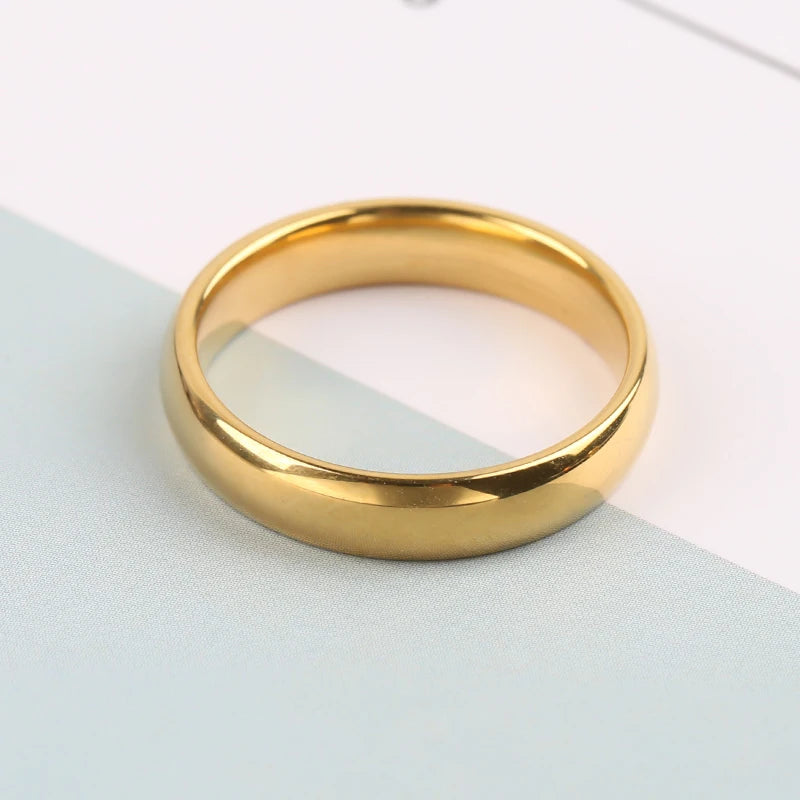 Fashion Simple Gold Plated Glossy Ring Classic Couple Banquet Exquisite Jewelry - Clikcy