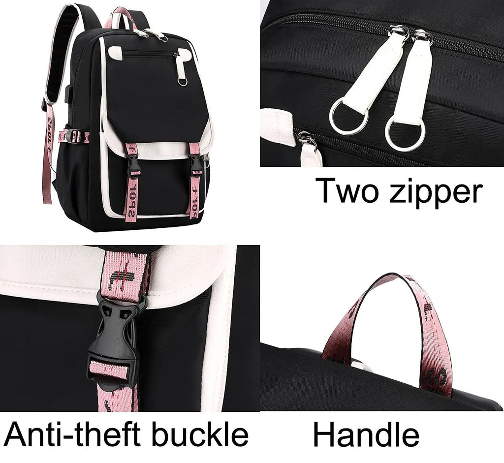 Backpack For Women Large Capacity School Travel Leisure School Bag College Backpacks With USB - Clikcy