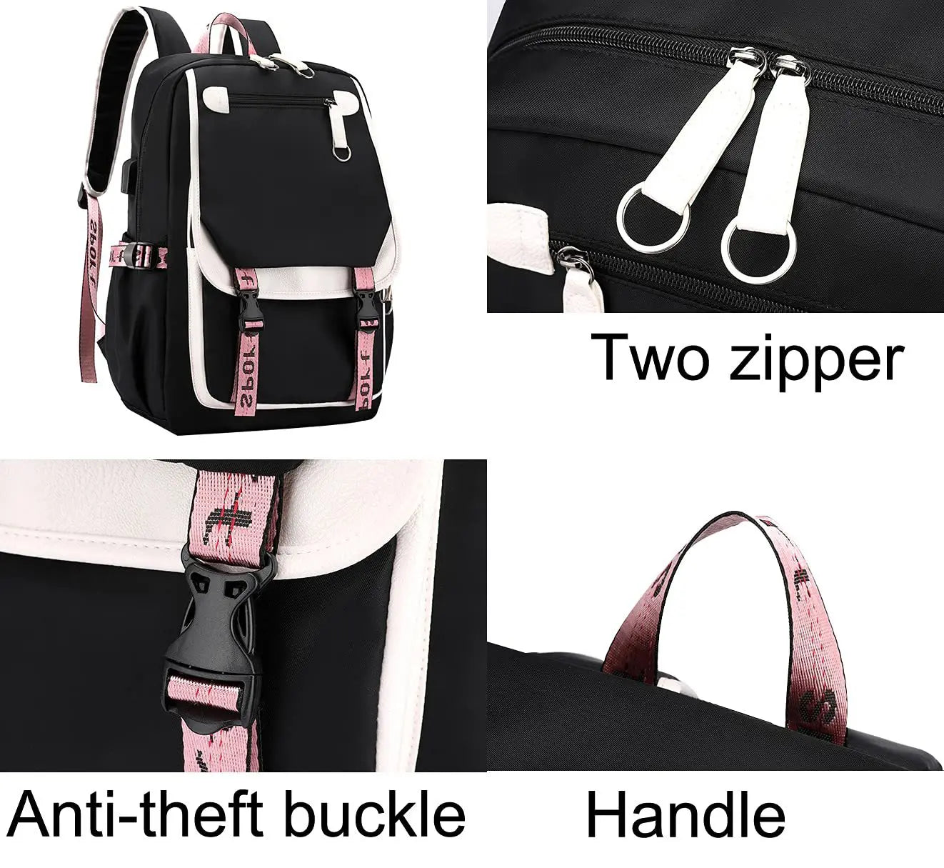 Backpack For Women Large Capacity School Travel Leisure School Bag College Backpacks With USB - Clikcy