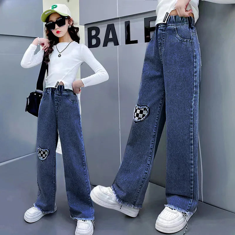 Thin Kids Pants Children's Clothing Sweatpants Clothes Teenage Girls Clothing Jeans Denim Streetwear Fashion Casual Harajuku - Clikcy