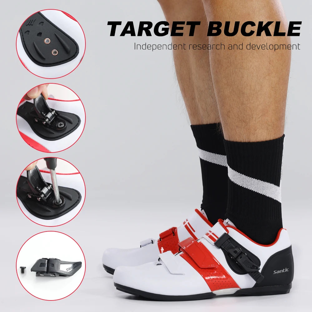 Santic Non-locking Cycling Shoes Rubber Sole Men's Outdoor Road Riding Bicycle Equipment Fashionable Biking Sport Sneakers 36-46 - Clikcy