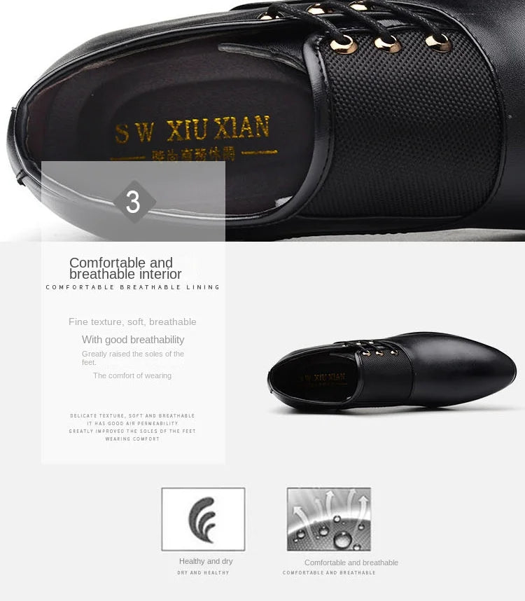 Men Formal Leather Shoes Lace Up Oxford Casual Business Black Leather Shoes Men Wedding Party Office Work Shoes