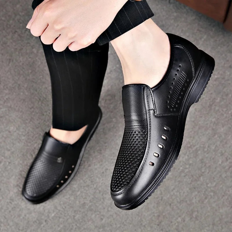 New Style Business Casual Men's Shoes Soft Sole Cow Leather Large Size Father Shoes For Middle-Aged And Elderly Men