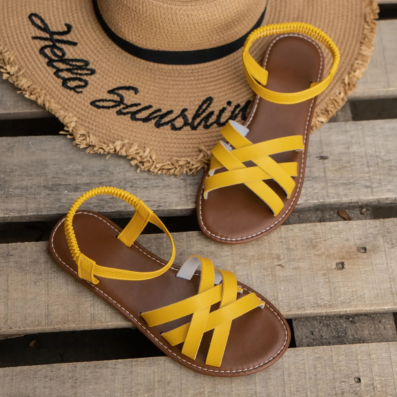 Women Flat Sandals 2024 Summer Hot Women Sandals Bottom Roman Strap Sandals with Non Slip Rubber Soles Ladies Daily Sandalia - Clikcy
