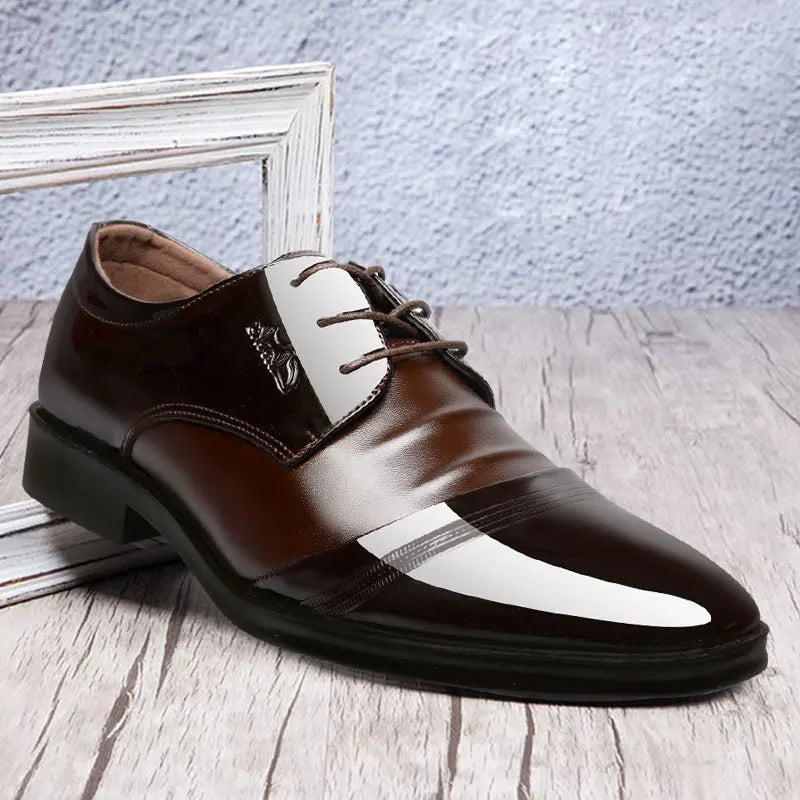Men's Leather Shoes Black Pointed Shiny Business Formal Shoes Men Lace-up for Work Office Elegant Men's Social Shoes Zapatillas