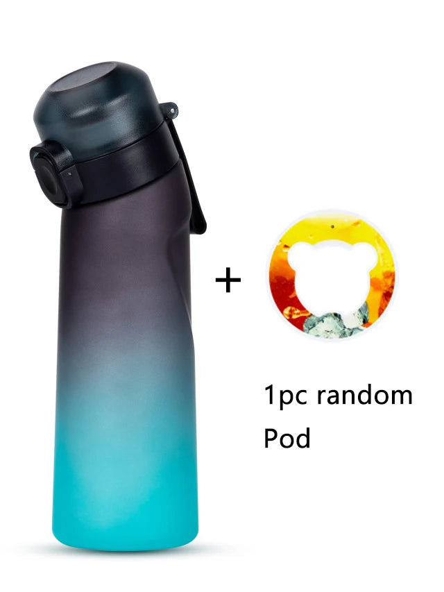 1pc 650ml Flavored Water Bottle with Random 1 Flavour Pods Air Water Bottle Frosted Black Air Camping Sport Fitness Cup - Clikcy
