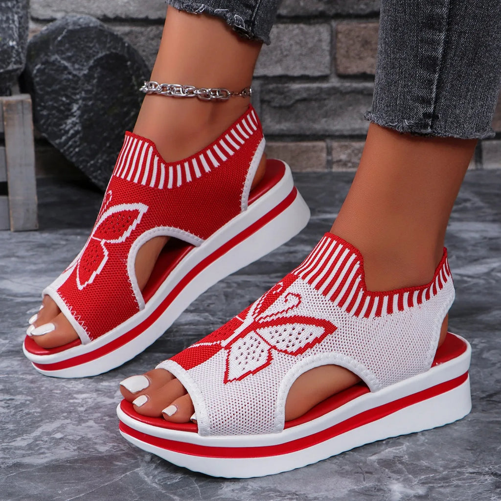 Women Flat Sandals Mesh Fish Mouth Casual Low Heels New Summer Slides Women Platform Shoes Sports Wedges Beach Comfort Sandals - Clikcy