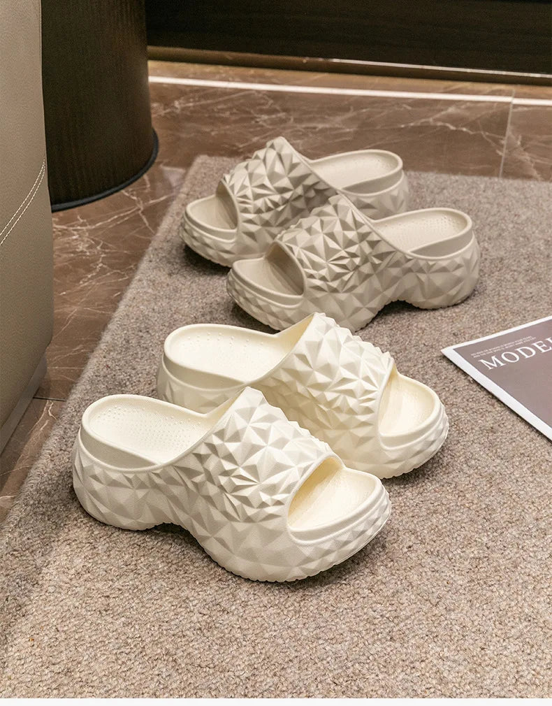 Bebealy New Women Sandals Durian sandals Outdoor Platform Beach Sandals Summer Wear-resistant Nonslip Cloud Slippers Home Slides - Clikcy