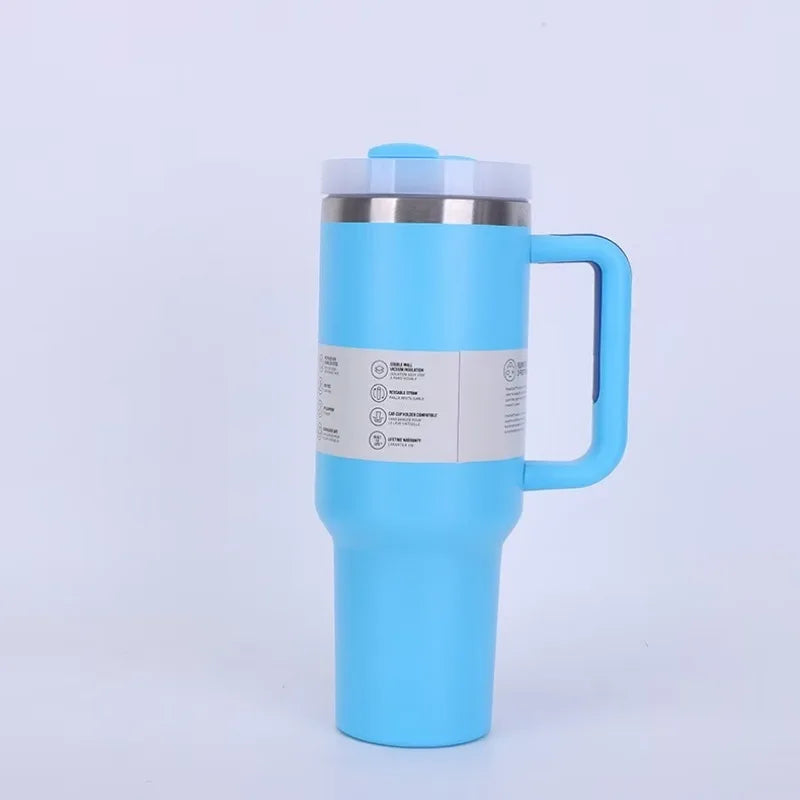40 oz large capacity stainless steel thermos cup car cup second generation straw portable water cup sports fitness - Clikcy