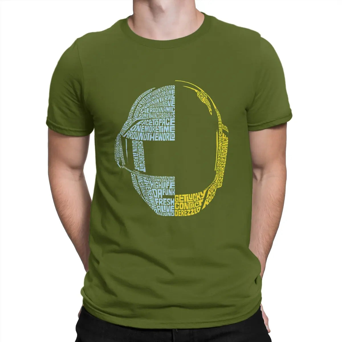 Retro Vintage Punk Men TShirt Daft Punk Electronic Production Band Crewneck Short Sleeve  Cotton T Shirt - Clikcy