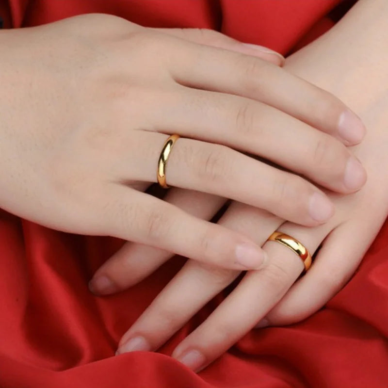Fashion Simple Gold Plated Glossy Ring Classic Couple Banquet Exquisite Jewelry - Clikcy