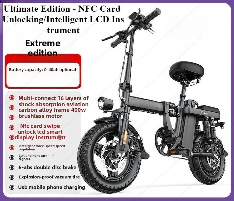 Aluminum alloy electric bicycle, ultra lightweight, portable, compact, foldable, lithium battery electric bike - Clikcy