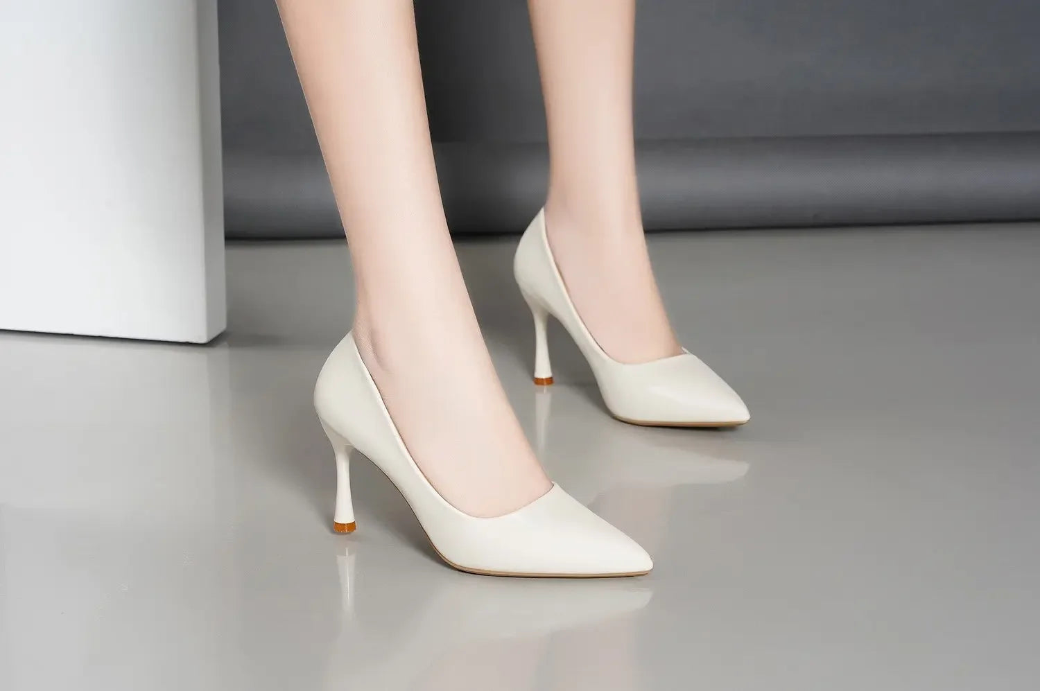 Korean Style Women's Pointed Toe High Heels Slim Fit Professional Work Shoes Solid Color Simple Design Adult Summer Footwear - Clikcy