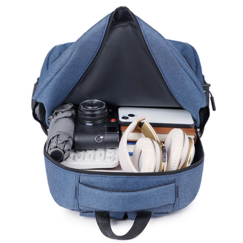 Ins Korean Version of Solid Color Simple Fashion Backpack Men's New Male and Female Leisure Middle School Backpack Tide - Clikcy