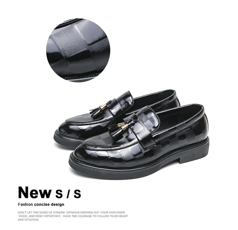 Fashion Designer Formal Slip On Men Dress Shoes New Classic Leather Oxfords For Party Business Shoes Men's Wedding Flat Loafers