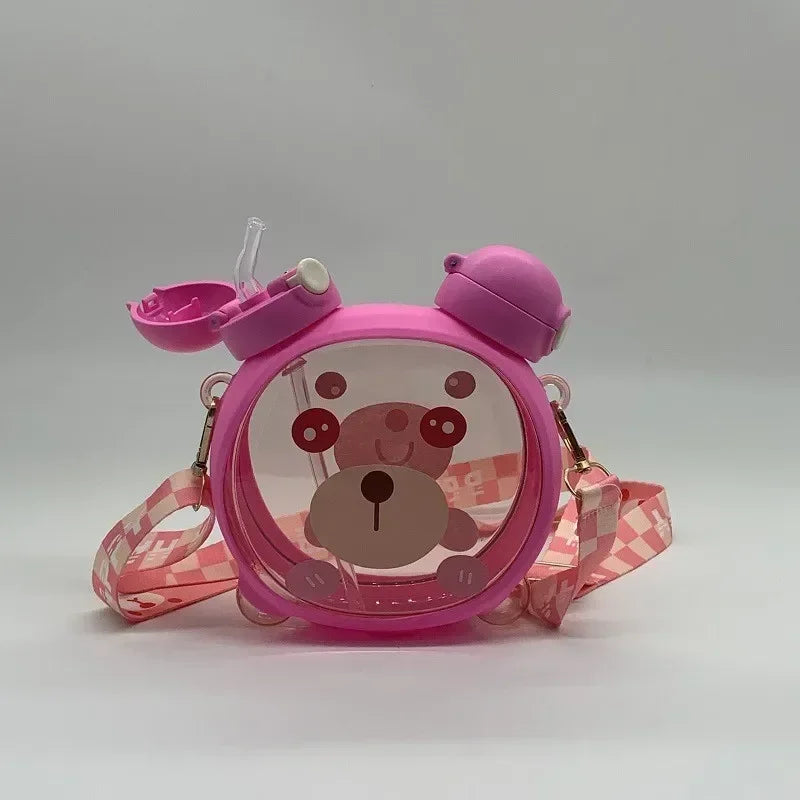 750MLCute Bear Kettle Straw Water Bottle Summer Tritan Straw Bottle Drinking Bottle Plastic Kawaii Children Water Cup for School - Clikcy