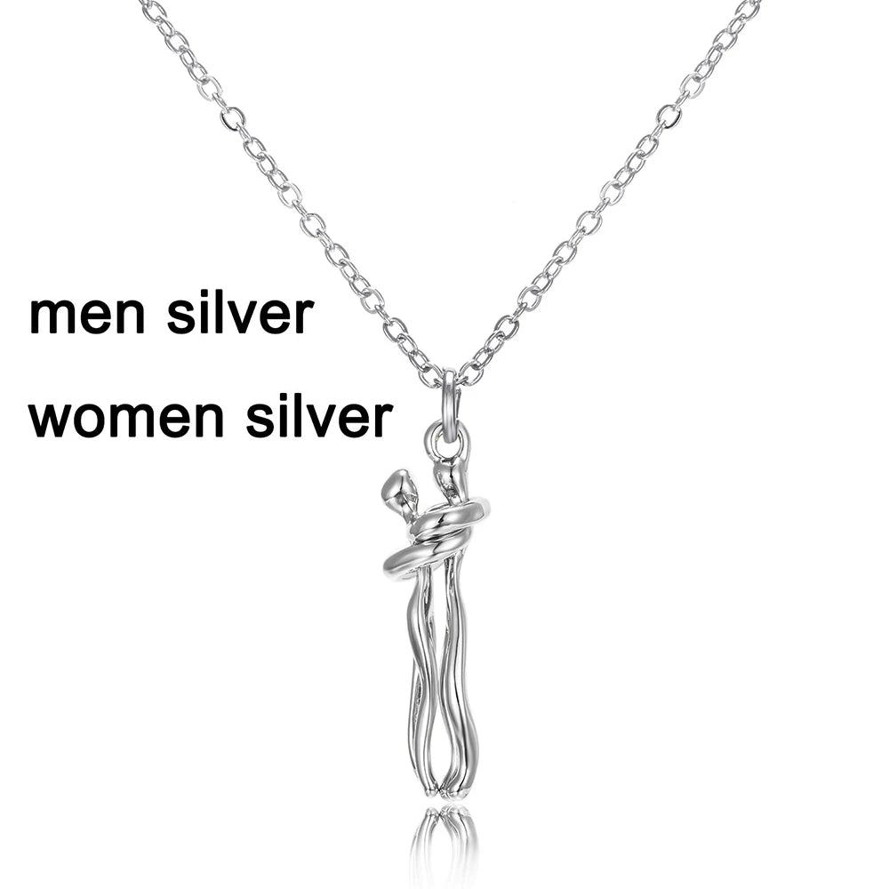 Fashion Hugging Necklace Jewelry Choker Hug Pendant Chain Men Necklaces For Lover Women Couple Men Lady Female Male Gift - Clikcy