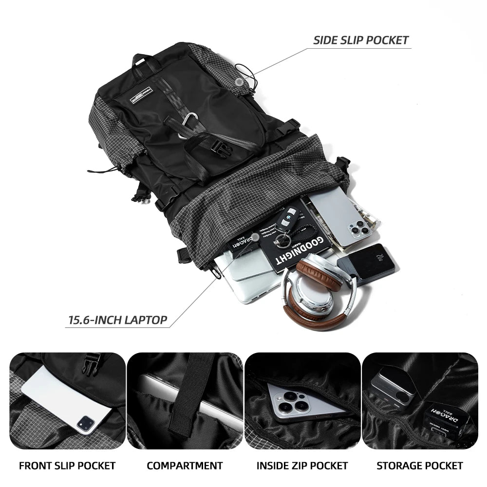 Men's Backpack Roll Top Travel Expandable Large Capacity Backpack Waterproof Outdoor Motorcycle Riding Hike Sports Bags - Clikcy