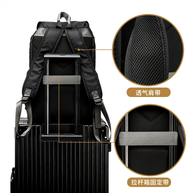 Fashion Men Backpacks Nylon Waterproof USB Charging Bag Casual Travel Korean Stlye Mochila for Travel Vintage School Bag - Clikcy