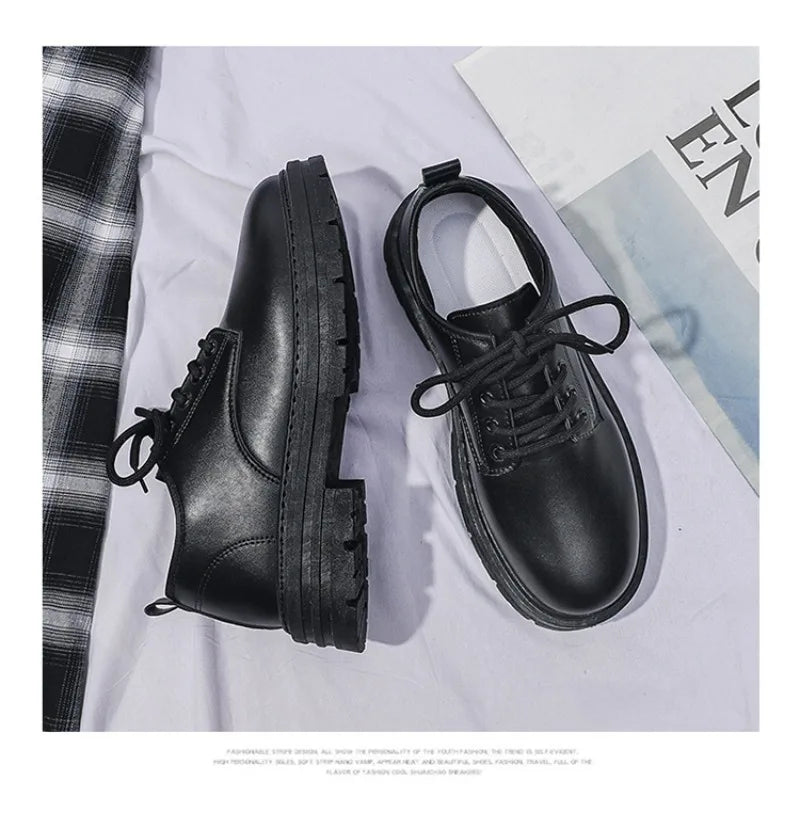 Men's Shoes Black Fashion Business Leather Shoe Platform Oxfords Anti-slip Thick Tottom Male Derby Shoe Loafers Chaussure Hommes