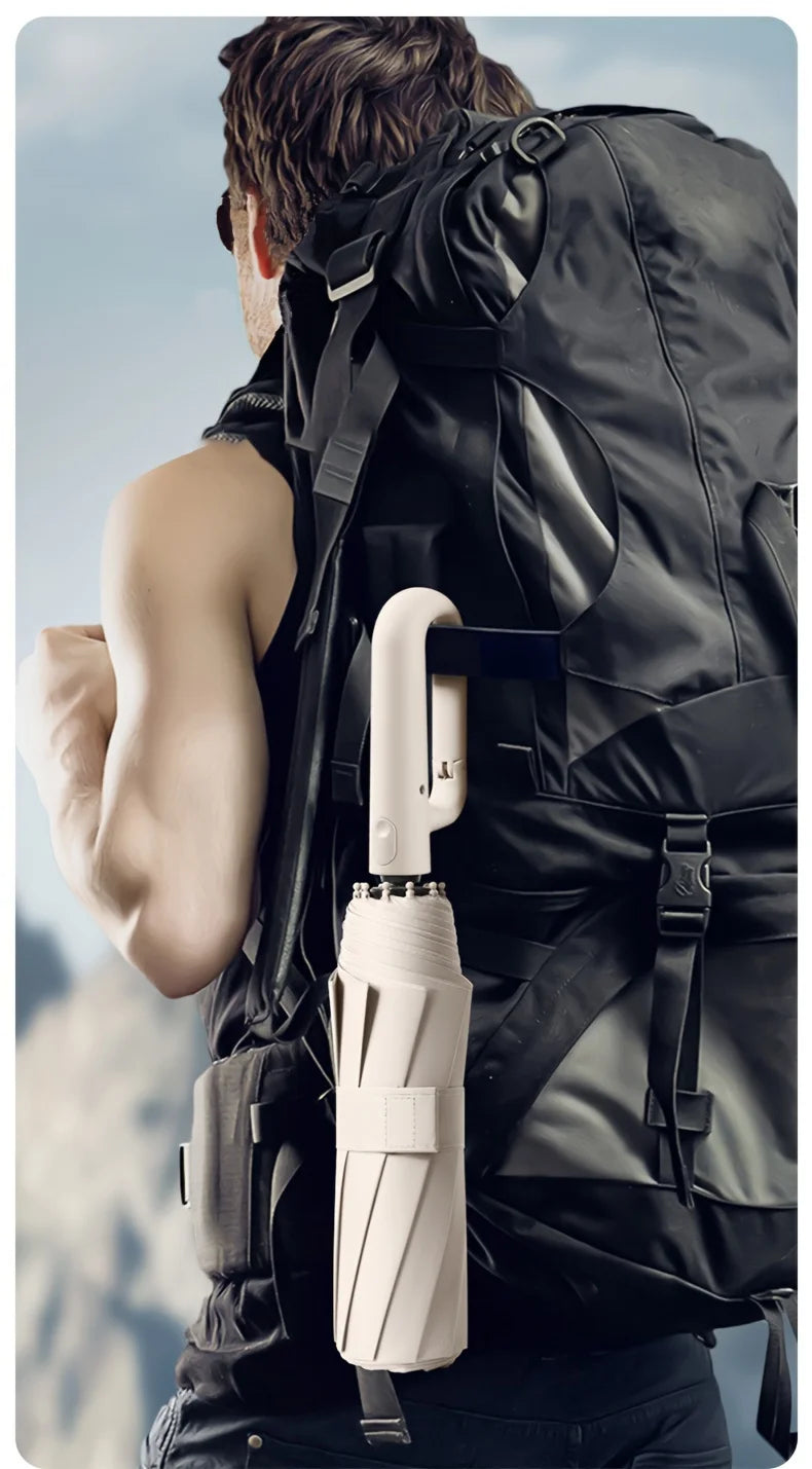 30 Bones Windproof Strong 105CM Reinforced Automatic Folding Umbrella for Men, Large Buckle Handle Wind and Water Resistant - Clikcy