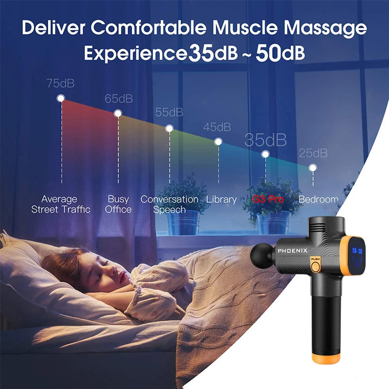 Phoenix A2 Massage Gun Muscle Relaxation Deep Tissue Massager Dynamic Vibrator Back Portable Handheld Display Fascia Gun Massage - Clikcy