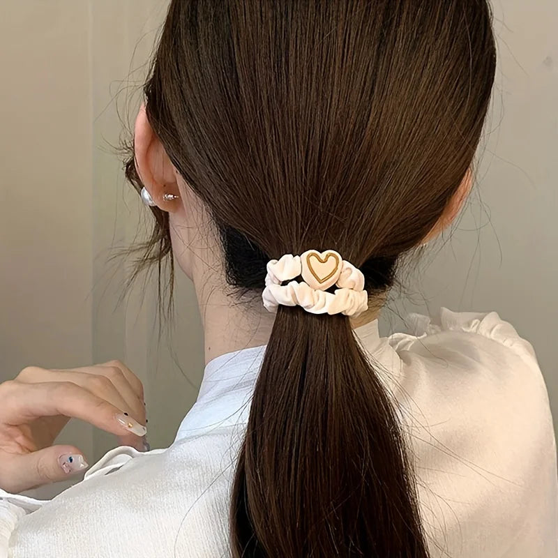 10PCS New Coffee Color Love Pendent Hair Tie, Girl Cute Bowknot Hair Tie Elastic Rubber Hair Bands Hair Accessories For Women - Clikcy