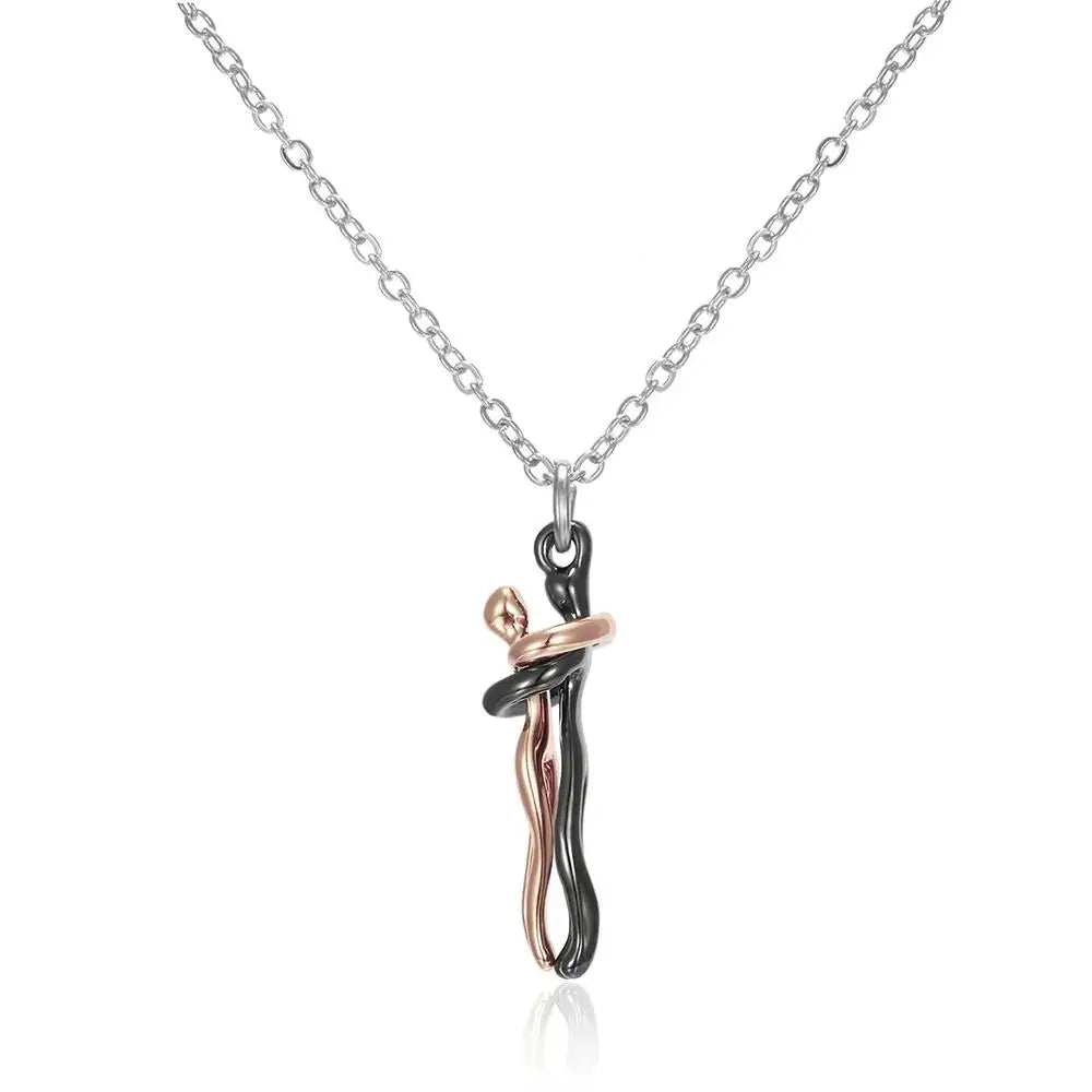 Fashion Hugging Necklace Jewelry Choker Hug Pendant Chain Men Necklaces For Lover Women Couple Men Lady Female Male Gift - Clikcy