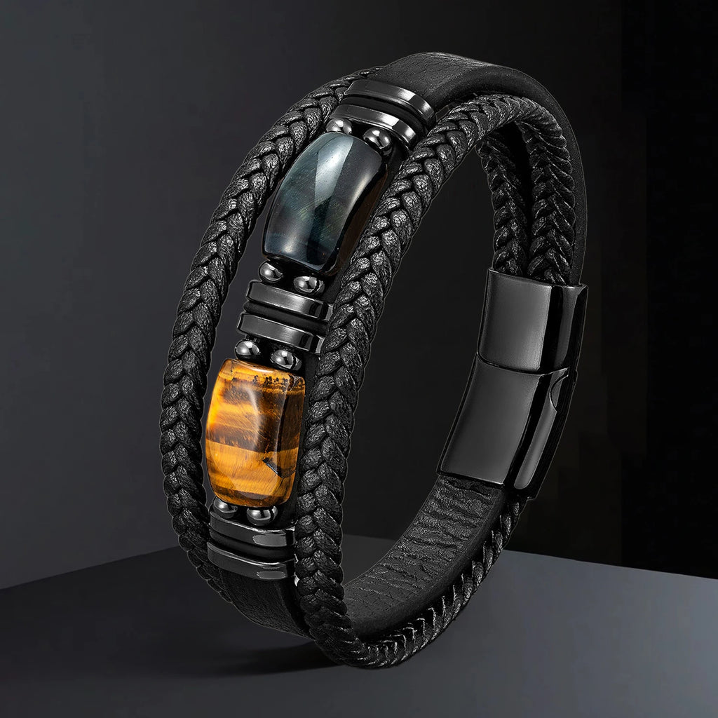 Wholesale Natural Stone Leather Bracelet Bulk Order for Men Women Handmade Adjustable Boho Beaded Jewelry - Clikcy