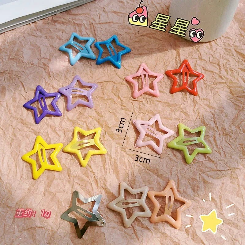 10pcs Colorful Star BB Hair Clips Girls Y2K Cute Star Barrettes Women Simple Metal Snap Clip Headdress Hair Jewelry Accessories - Clikcy