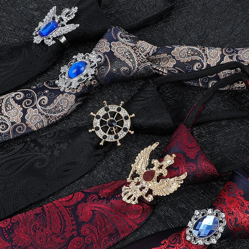 Vintage Knight Business Shirt Tie Buckle Collar Clip Tie Hoop Rudder Eagle Tie Hoop Crystal Rhinestone Jewelry Men Accessories - Clikcy