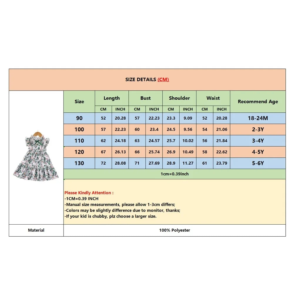 1-6 Years Kids Baby Girl Daily Dress Flowers Print Sleeveless Retro Style Lovely A- Line Summer Children Holiday Party Dresses - Clikcy