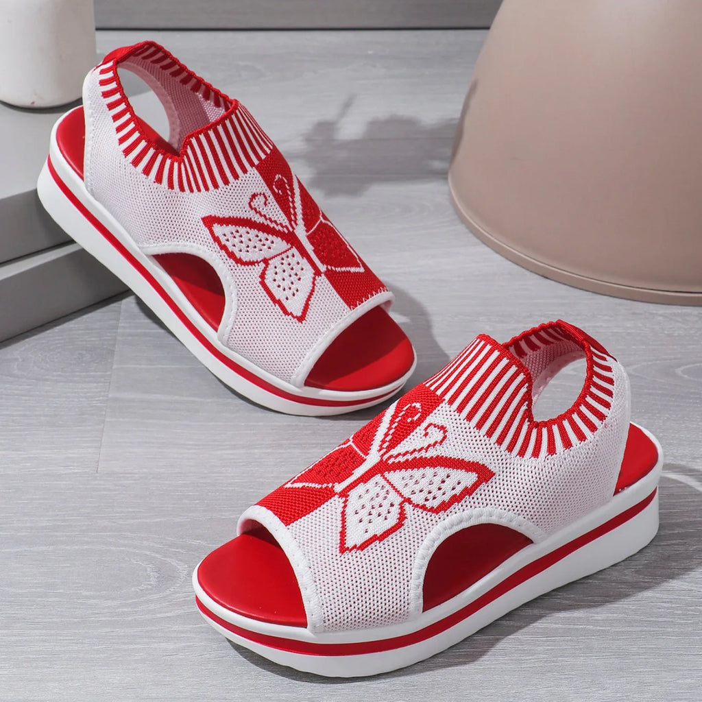 Women Flat Sandals Mesh Fish Mouth Casual Low Heels New Summer Slides Women Platform Shoes Sports Wedges Beach Comfort Sandals