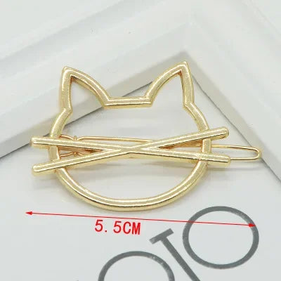 20240Fashion Woman Hair Accessories Triangle Hair Clip Pin Metal Geometric Alloy Moon Circle Hairgrip Barrette Girls Headwear