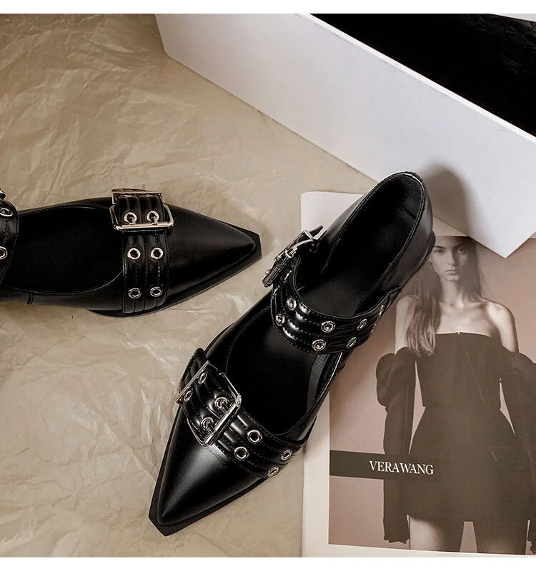 Women Flat With Shoes 2024 Designer Luxury Buckle Fashion Ladies Flats Shoes Slingback Pointed Toe Casual Female Sandals Mules - Clikcy