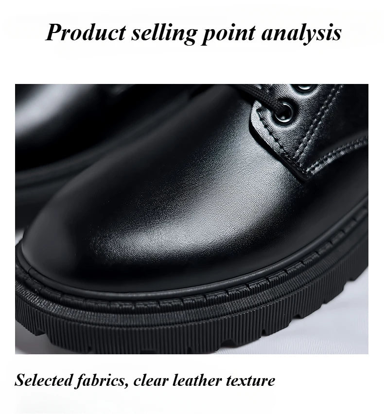 Luxury Men's Genuine Leather Business Formal Shoes British Style Men's Black Platform Lace Up Casual Shoes Zapatos De Cuero 2025
