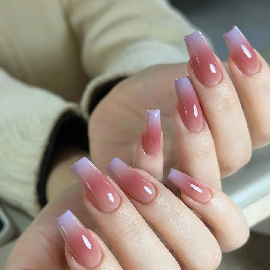 24pcs/set Medium long fake nails yellow dragon flowers feather design for Spring summer Square almond tips press on false nail - Clikcy