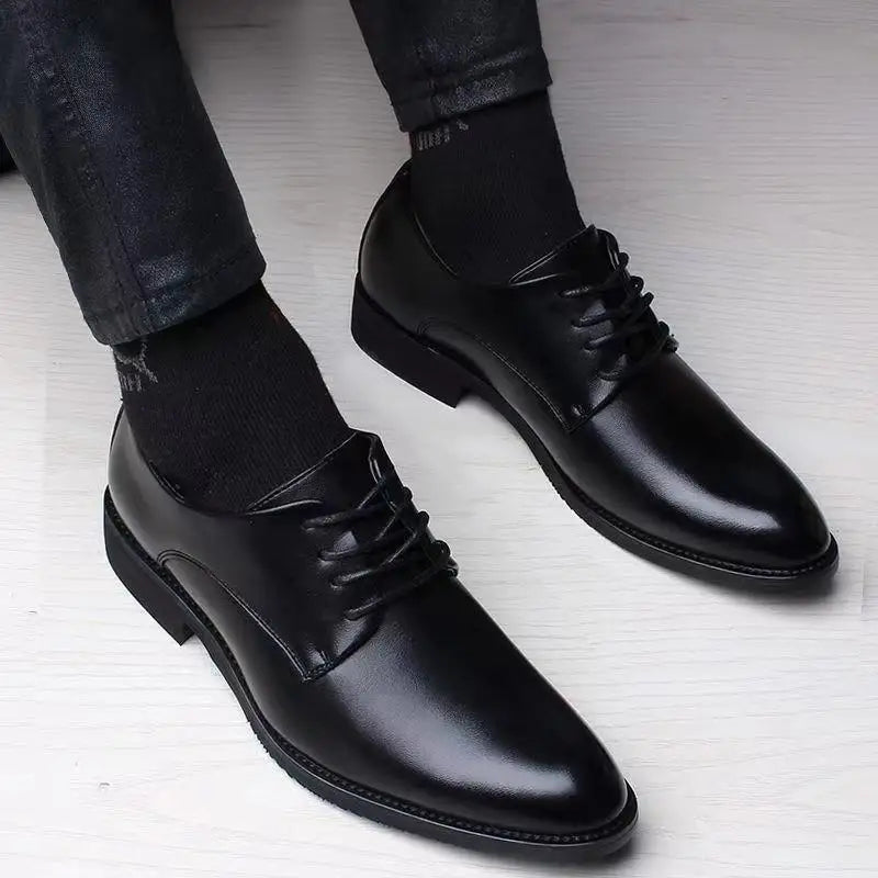 Spring and Autumn British Casual Business Formal Leather Shoes Men Shoes Heightening Single Shoes Shoes Casual Shoes Suit - Clikcy