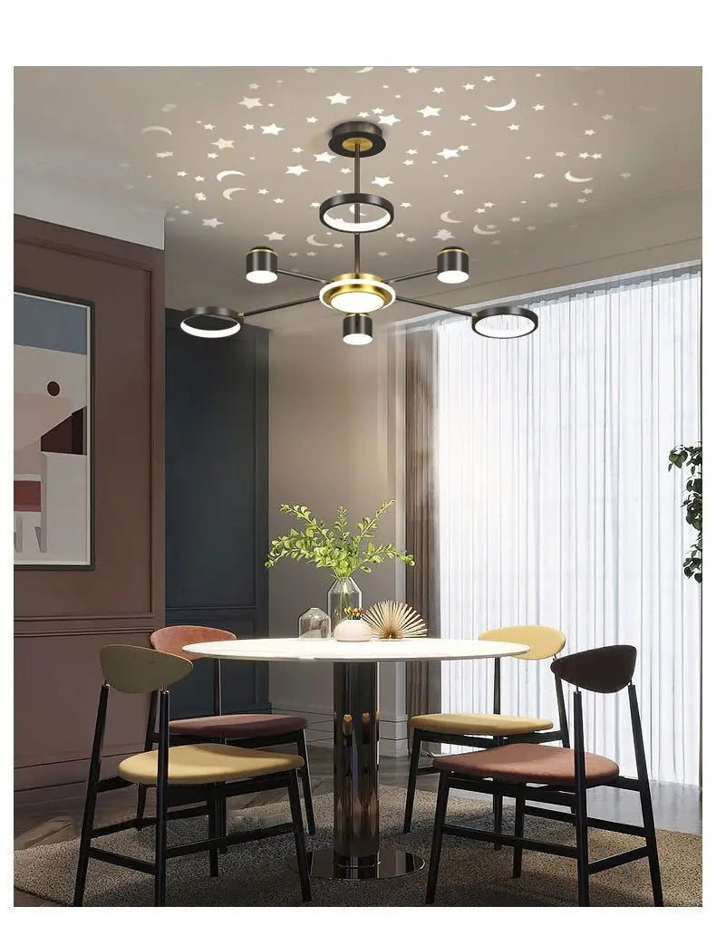2025 New Chandeliers Romantic Starry Modern Ceiling Light Fixture 6 Lights White Creative Home Stepless Dimmable  Ceiling Lamp - Clikcy