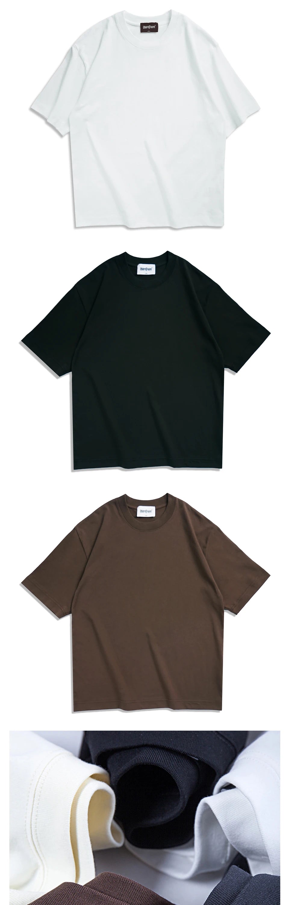 WAVLATII New Men Oversized T shirts Female 260 GSM Casual White Streetwear Tees Black Solid Basic Summer Tops for Young WMT2401 - Clikcy