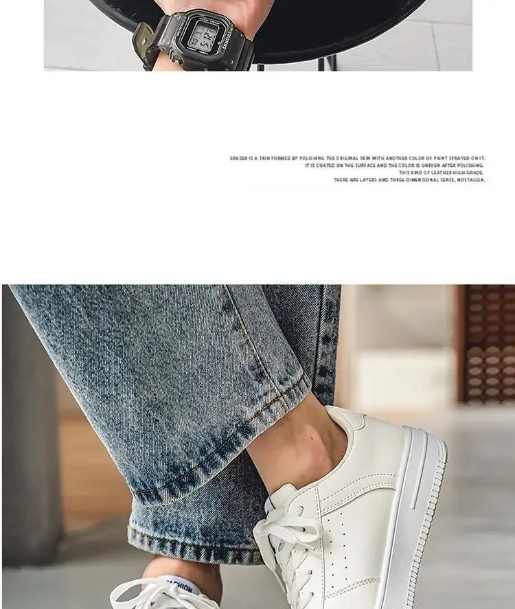 **2025 New White Shoes for Men's Spring Youth Casual Versatile Men's Shoes for Students Pure White Sports Board Shoes - Clikcy