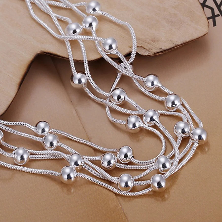 hot sell fashion fine product 925 Sterling Silver Jewelry chain beads Bracelets For cute lady women gifts H234 - Clikcy