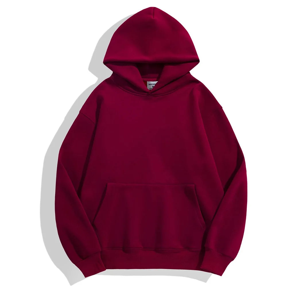 16.9oz 480gsm Heavy Weight Cotton Plus Velvet Hooded Sweater Men Thickened Tight Polar Fleece Pullover Hoodie Women Sweatshirt - Clikcy