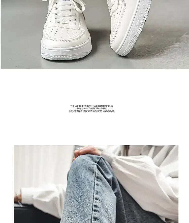 **2025 New White Shoes for Men's Spring Youth Casual Versatile Men's Shoes for Students Pure White Sports Board Shoes - Clikcy
