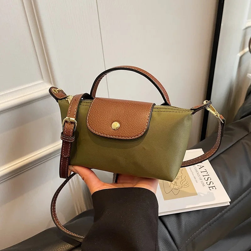 2025 summer lightweight shoulder crossbody bag, fashionable women's bag, plaid canvas, personalized and versatile dumpling bag