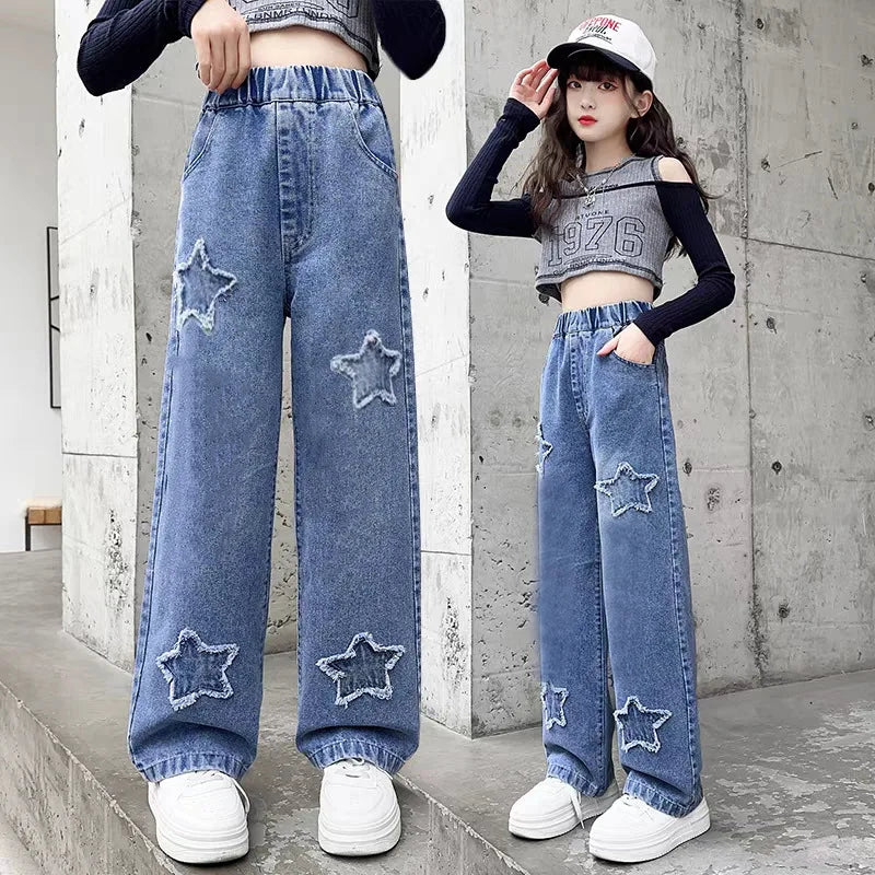 Thin Kids Pants Children's Clothing Sweatpants Clothes Teenage Girls Clothing Jeans Denim Streetwear Fashion Casual Harajuku - Clikcy