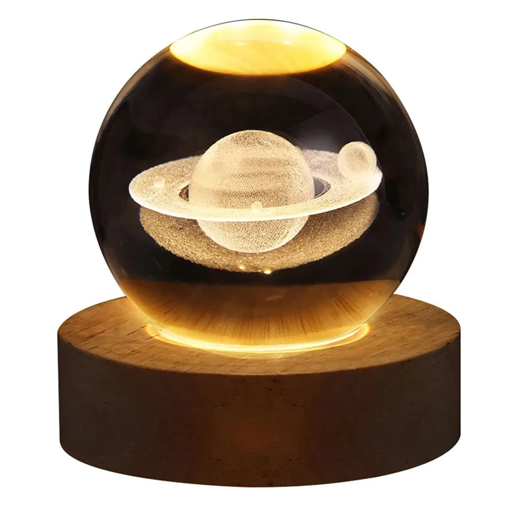 Unique 3D Crystal Ball Lamp with Galaxy and Planetary Projections USB Night Light for Cozy Atmosphere plasma ball - Clikcy