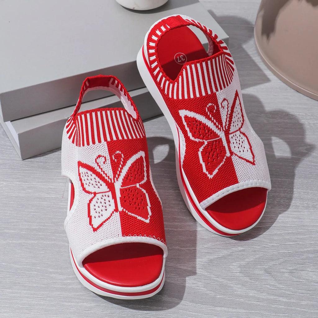 Women Flat Sandals Mesh Fish Mouth Casual Low Heels New Summer Slides Women Platform Shoes Sports Wedges Beach Comfort Sandals