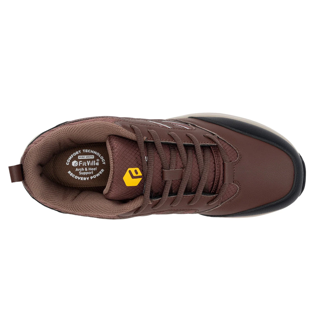 FitVille Men'S Widened Hiking Waterproof Outdoor Work Hiking Shoes With Arch Support To Relieve Heel Pain Lightweight Non-Slip - Clikcy